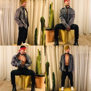 Oversized distressed cargo jacket